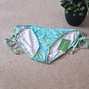 Lily Pulitzer Bikini Bottoms Size Large Sandi String Bottom Blue Green Print